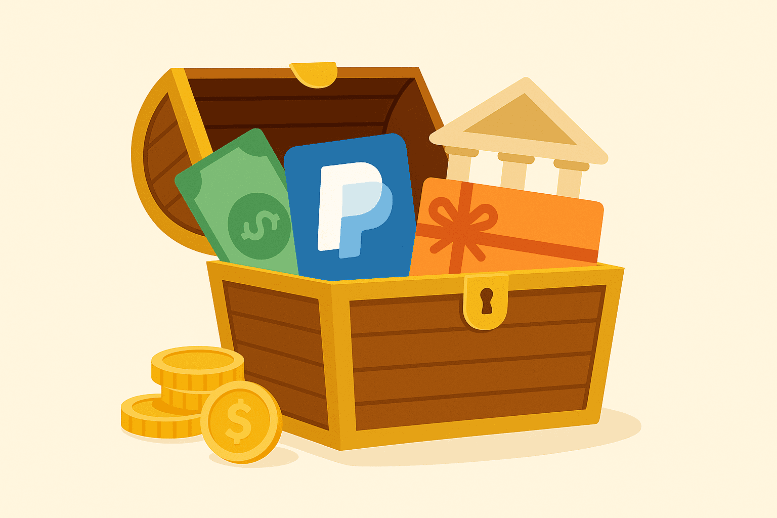 Auszahlungsmethoden seriöser Umfrage-Seiten, darunter PayPal und Gutscheine