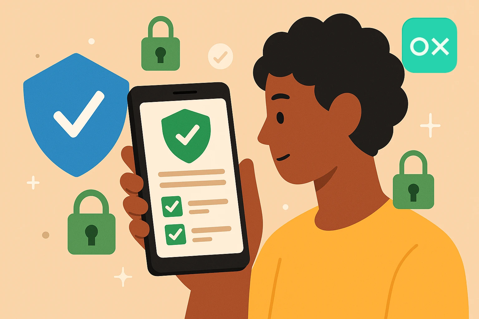 Sichere Online-Umfragen auf dem Smartphone mit Sicherheits-Symbolen